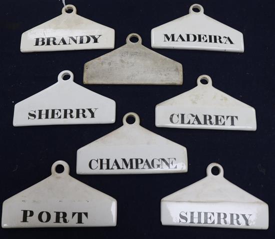 Eight 19th century Minton creamware bin labels,